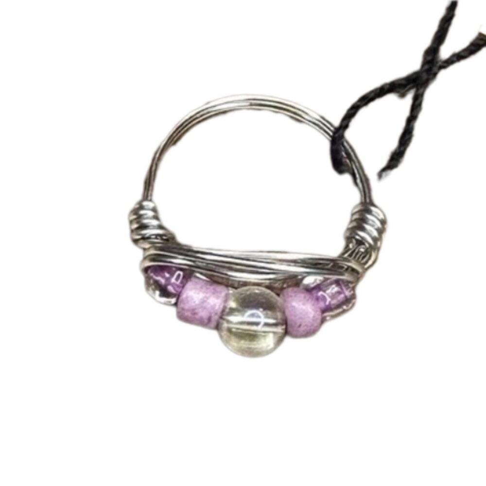 Handmade Ring purple beads
